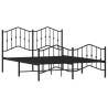 Metal Bed Frame with Headboard - Black 140x190 cm