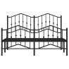 Metal Bed Frame with Headboard - Black 140x190 cm