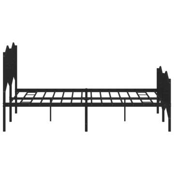 Metal Bed Frame with Headboard - Black 140x190 cm