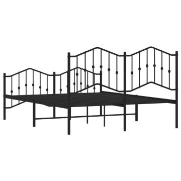 Metal Bed Frame with Headboard - Black 140x190 cm