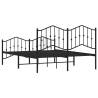 Metal Bed Frame with Headboard - Black 140x190 cm