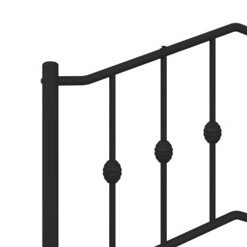 Metal Bed Frame with Headboard - Black 140x190 cm