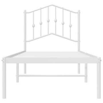 Elegant White Metal Bed Frame with Headboard - 90x190 cm Single