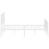 Metal Bed Frame with Headboard & Footboard - King Size White