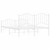 Metal Bed Frame with Headboard & Footboard - King Size White