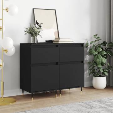 Trendy Black Sideboards - 2 pcs Engineered Wood | Hipo Market