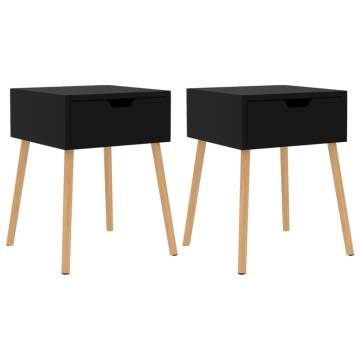 High Gloss Black Bedside Cabinets - 2 pcs | HipoMarket