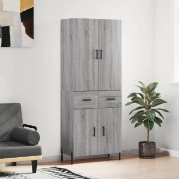 Stylish Highboard Grey Sonoma - Durable Engineered Wood