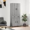 Highboard Grey Sonoma 69.5x34x180 cm Engineered Wood Colour grey sonoma Quantity in Package 1 Model 2 doors 2 drawers 