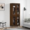 Highboard Brown Oak 69.5x34x180 cm Engineered Wood Colour brown oak Quantity in Package 1 Model 2 glass doors 