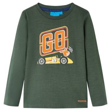 Kids' Long Sleeve T-shirt - Dark Green Racing Car | HipoMarket