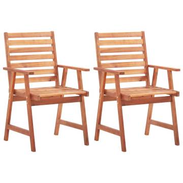 Outdoor Dining Chairs Set - Solid Acacia Wood - 2pcs