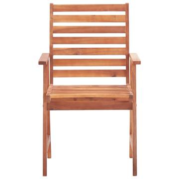 Outdoor Dining Chairs Set - Solid Acacia Wood - 2pcs