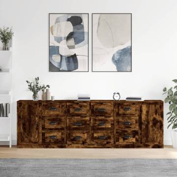 Elegant 3-Piece Smoked Oak Sideboards | Durable & Stylish