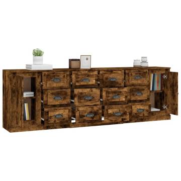 Elegant 3-Piece Smoked Oak Sideboards | Durable & Stylish