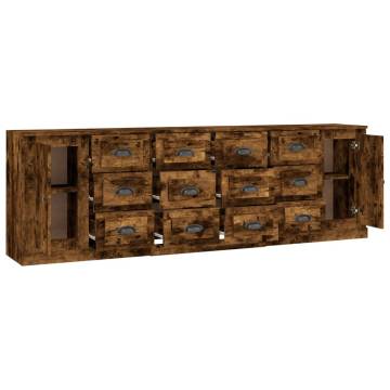 Elegant 3-Piece Smoked Oak Sideboards | Durable & Stylish