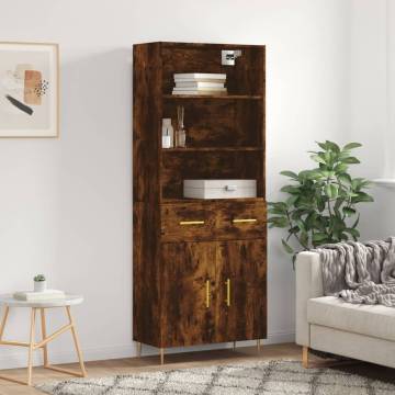 Stylish Highboard Smoked Oak - Durable Engineered Wood