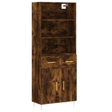 Stylish Highboard Smoked Oak - Durable Engineered Wood