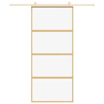 Sliding Door Gold 90x205 cm - Clear ESG Glass & Aluminium