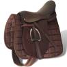 Horse Riding Saddle Set 17.5" Real Leather Brown - 5-in-1 Kit