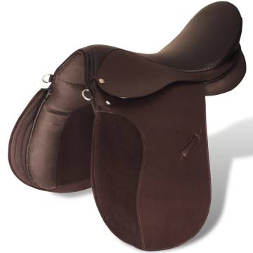 Horse Riding Saddle Set 17.5" Real Leather Brown - 5-in-1 Kit