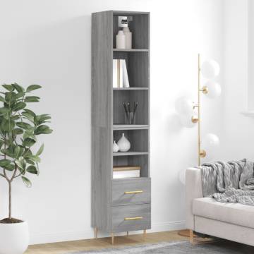 Highboard Grey Sonoma 34.5x34x180 cm - Stylish Storage Solution