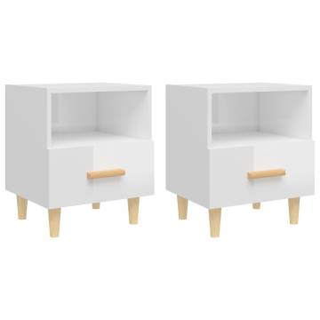 High Gloss White Bedside Cabinets - Scandinavian Design