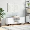 Record Cabinet High Gloss White 121x38x48 cm Engineered Wood Colour high gloss white Quantity in Package 1 