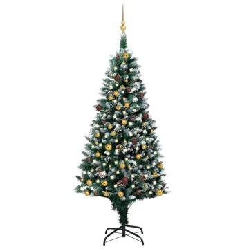 Artificial Pre-lit Christmas Tree with Ball Set & Pinecones - 210cm