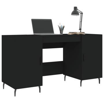 Elegant Black Desk - 140x50x75 cm Engineered Wood | HipoMarket