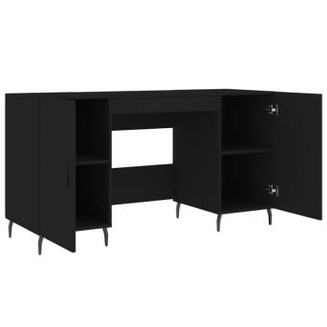 Elegant Black Desk - 140x50x75 cm Engineered Wood | HipoMarket