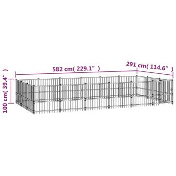 Outdoor Dog Kennel Steel 16.94 m² - Safe and Durable