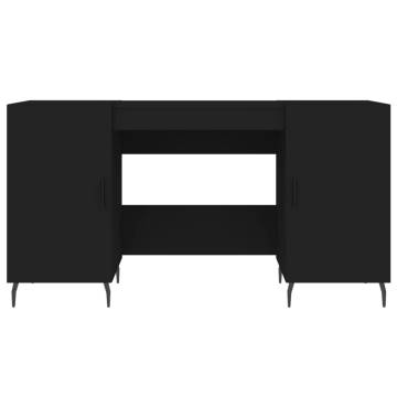 Elegant Black Desk - 140x50x75 cm Engineered Wood | HipoMarket