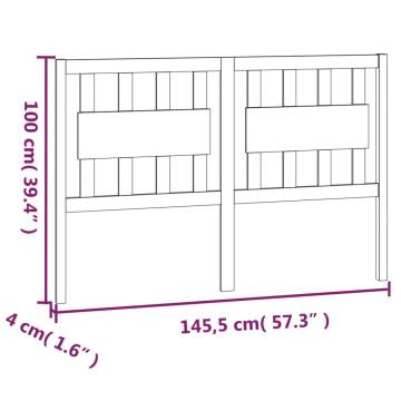 Bed Headboard Black - Solid Pine Wood - 145.5x4x100 cm