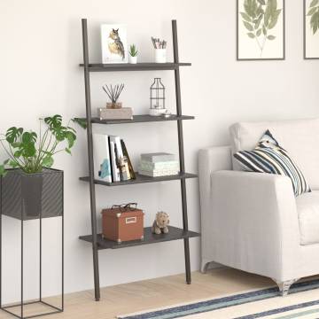 4-Tier Leaning Shelf Black - Space-Saving Storage Solution