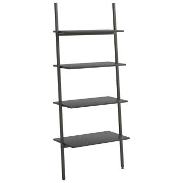 4-Tier Leaning Shelf Black - Space-Saving Storage Solution