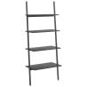 4-Tier Leaning Shelf Black - Space-Saving Storage Solution