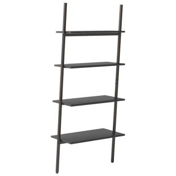 4-Tier Leaning Shelf Black - Space-Saving Storage Solution