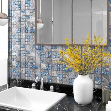 Mosaic Tiles 22 pcs Grey & Blue 30x30 cm Glass - HipoMarket