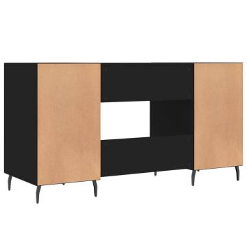 Elegant Black Desk - 140x50x75 cm Engineered Wood | HipoMarket