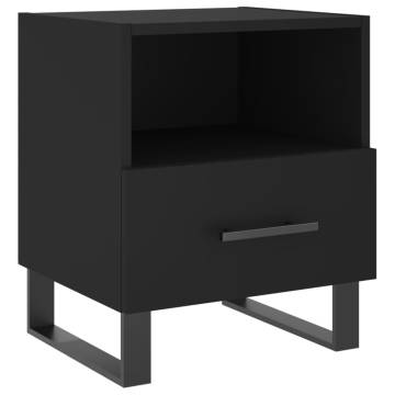 Black Bedside Cabinet - Modern Engineered Wood Storage (40x35cm)