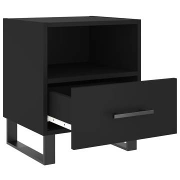 Black Bedside Cabinet - Modern Engineered Wood Storage (40x35cm)