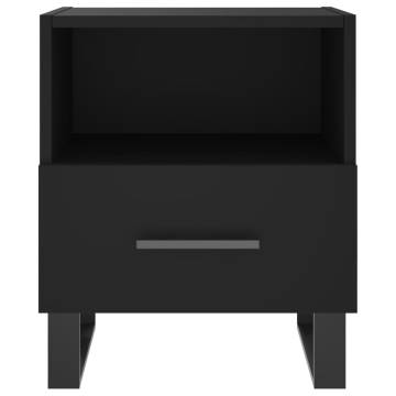 Black Bedside Cabinet - Modern Engineered Wood Storage (40x35cm)