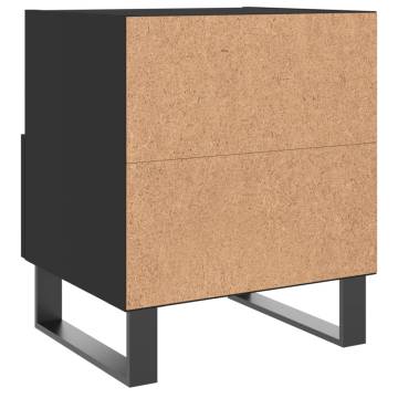 Black Bedside Cabinet - Modern Engineered Wood Storage (40x35cm)