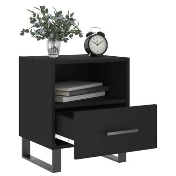 Black Bedside Cabinet - Modern Engineered Wood Storage (40x35cm)