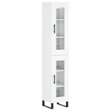 Stylish Highboard High Gloss White - 34.5x34x180 cm