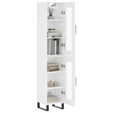 Stylish Highboard High Gloss White - 34.5x34x180 cm