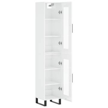 Stylish Highboard High Gloss White - 34.5x34x180 cm