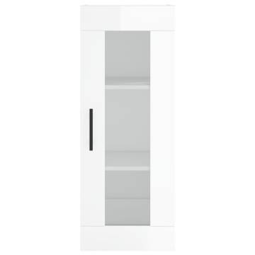 Stylish Highboard High Gloss White - 34.5x34x180 cm