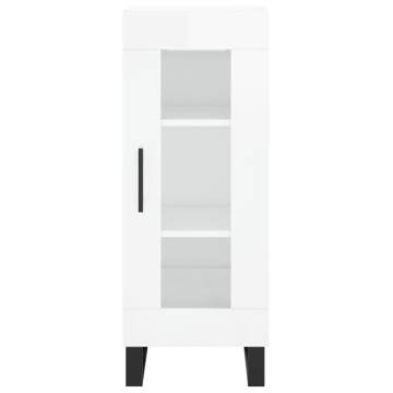 Stylish Highboard High Gloss White - 34.5x34x180 cm